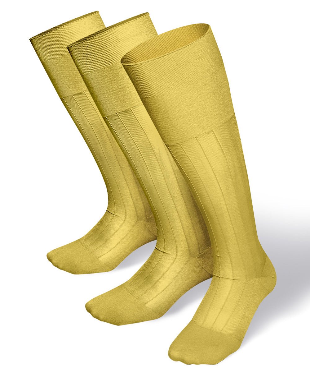 Solid Ribbed Design Over the Calf Dress Socks (3 Pack) by Vittorio Farina (o - c - yellow - 3) for Independent Retail Stores by Dubal Brothers