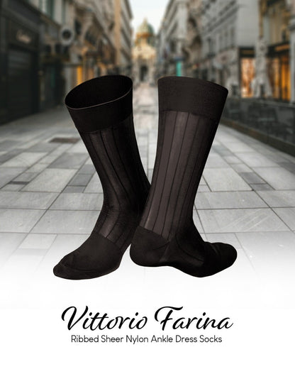 Solid Ribbed Shear Design Anklet Dress Socks (12 pack) by Vittorio Farina (ank - brown - 12) for Independent Retail Stores by Dubal Brothers