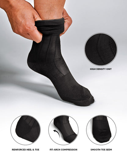 Solid Ribbed Shear Design Anklet Dress Socks (12 pack) by Vittorio Farina (ank - charcoal - 12) for Independent Retail Stores by Dubal Brothers