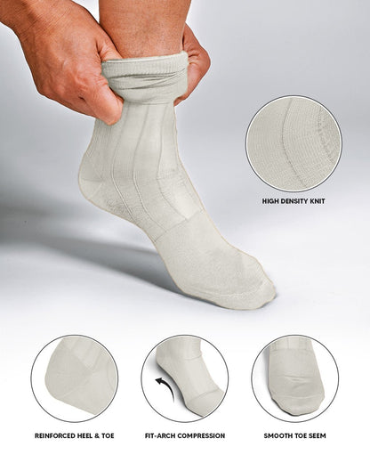 Solid Ribbed Shear Design Anklet Dress Socks (12 pack) by Vittorio Farina (ank - ivory - 12) for Independent Retail Stores by Dubal Brothers