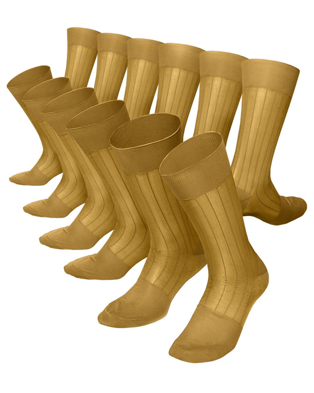 Solid Ribbed Shear Design Anklet Dress Socks (12 pack) by Vittorio Farina (ank - mustard - 12) for Independent Retail Stores by Dubal Brothers