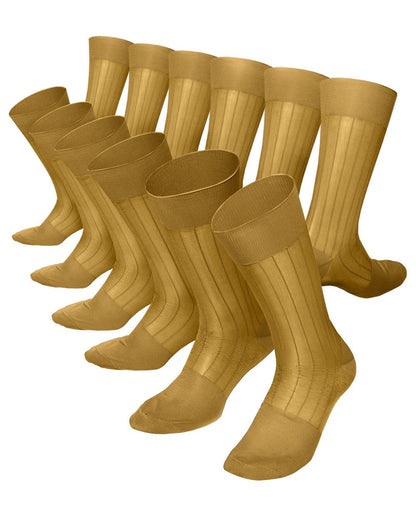 Solid Ribbed Shear Design Anklet Dress Socks (12 pack) by Vittorio Farina (ank - mustard - 12) for Independent Retail Stores by Dubal Brothers