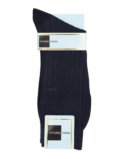 Solid Ribbed Shear Design Anklet Dress Socks (12 pack) by Vittorio Farina (ank - navy - 12) for Independent Retail Stores by Dubal Brothers