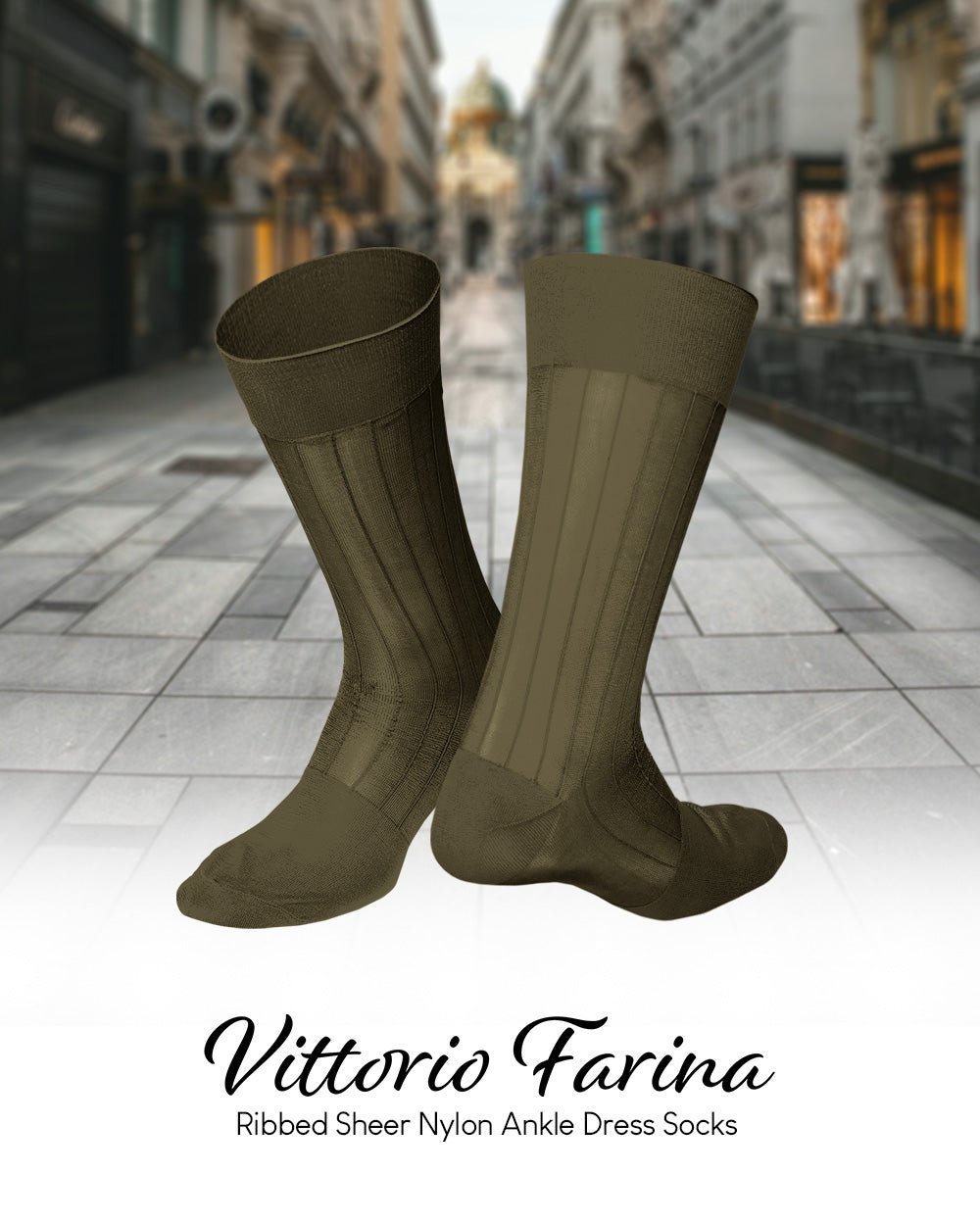 Solid Ribbed Shear Design Anklet Dress Socks (12 pack) by Vittorio Farina (ank - olive - 12) for Independent Retail Stores by Dubal Brothers