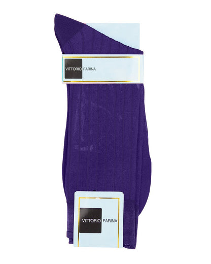 Solid Ribbed Shear Design Anklet Dress Socks (12 pack) by Vittorio Farina (ank - purple - 12) for Independent Retail Stores by Dubal Brothers