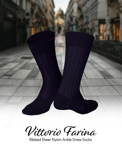 Solid Ribbed Shear Design Anklet Dress Socks (12 pack) by Vittorio Farina (ank - purple - 12) for Independent Retail Stores by Dubal Brothers