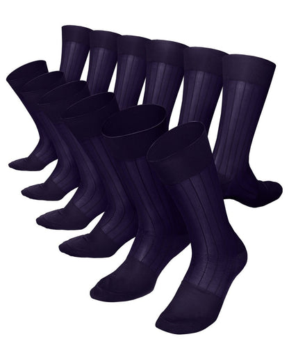 Solid Ribbed Shear Design Anklet Dress Socks (12 pack) by Vittorio Farina (ank - purple - 12) for Independent Retail Stores by Dubal Brothers