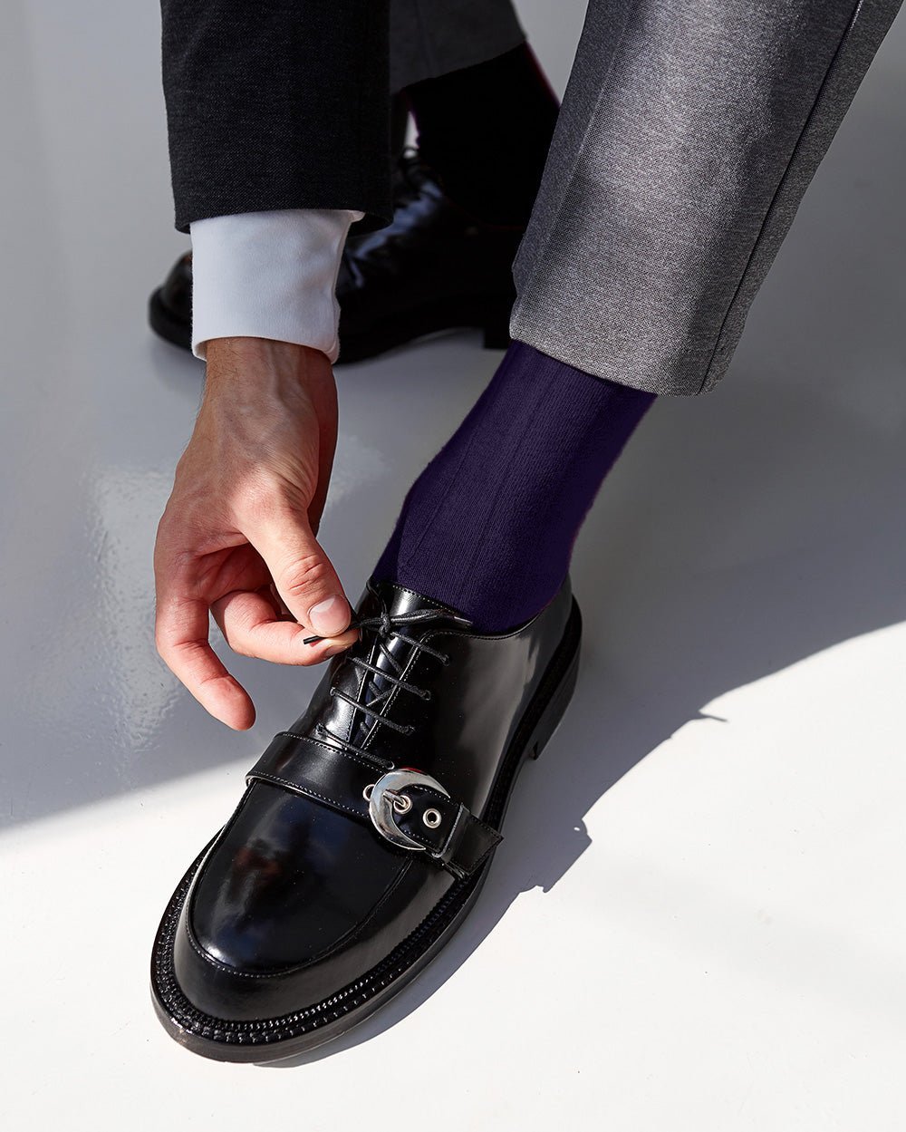 Solid Ribbed Shear Design Anklet Dress Socks (12 pack) by Vittorio Farina (ank - purple - 12) for Independent Retail Stores by Dubal Brothers