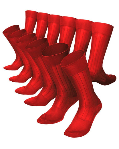 Solid Ribbed Shear Design Anklet Dress Socks (12 pack) by Vittorio Farina (ank - red - 12) for Independent Retail Stores by Dubal Brothers