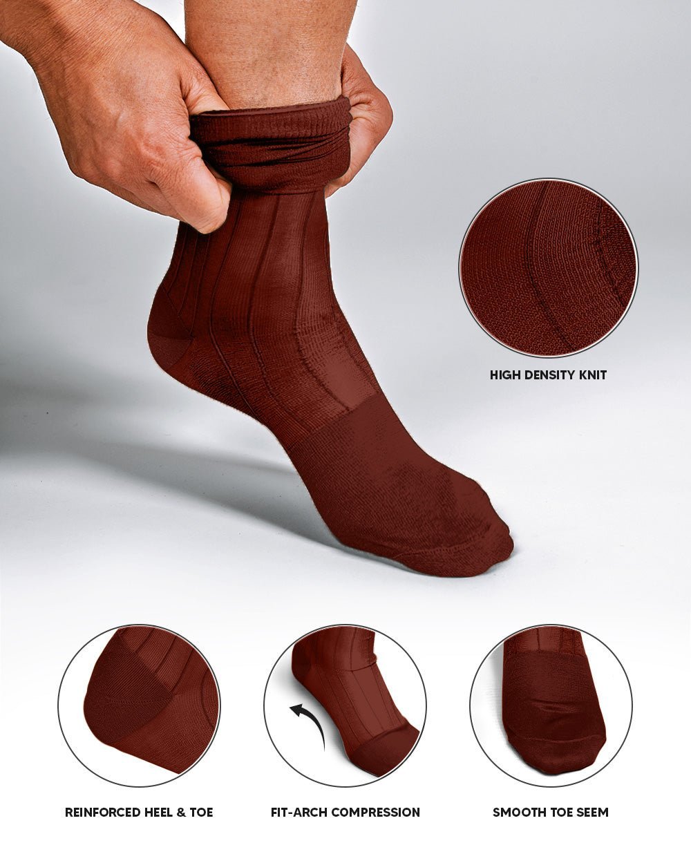 Solid Ribbed Shear Design Anklet Dress Socks (12 pack) by Vittorio Farina (ank - rust - 12) for Independent Retail Stores by Dubal Brothers