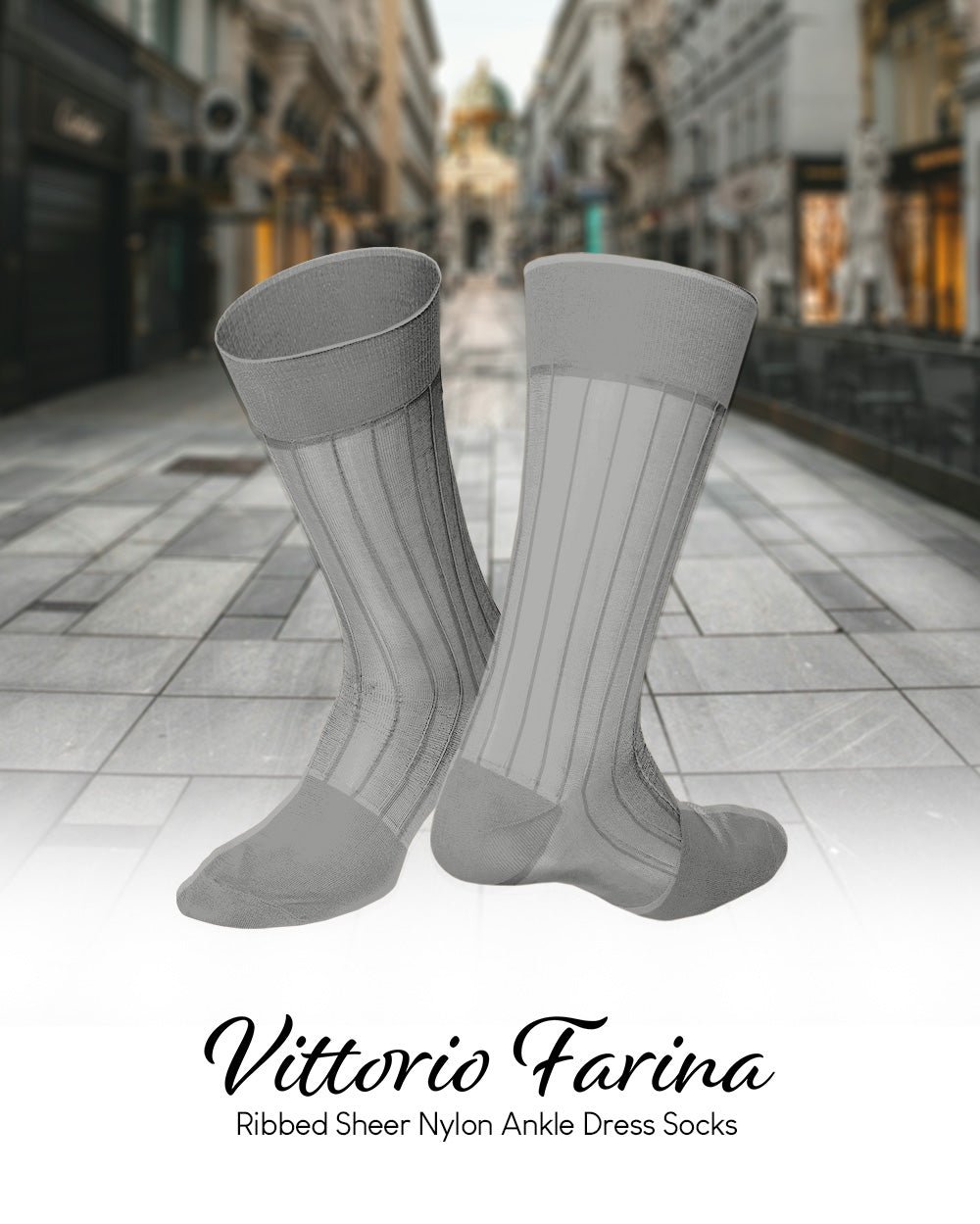 Solid Ribbed Shear Design Anklet Dress Socks (12 pack) by Vittorio Farina (ank - silver - grey - 12) for Independent Retail Stores by Dubal Brothers