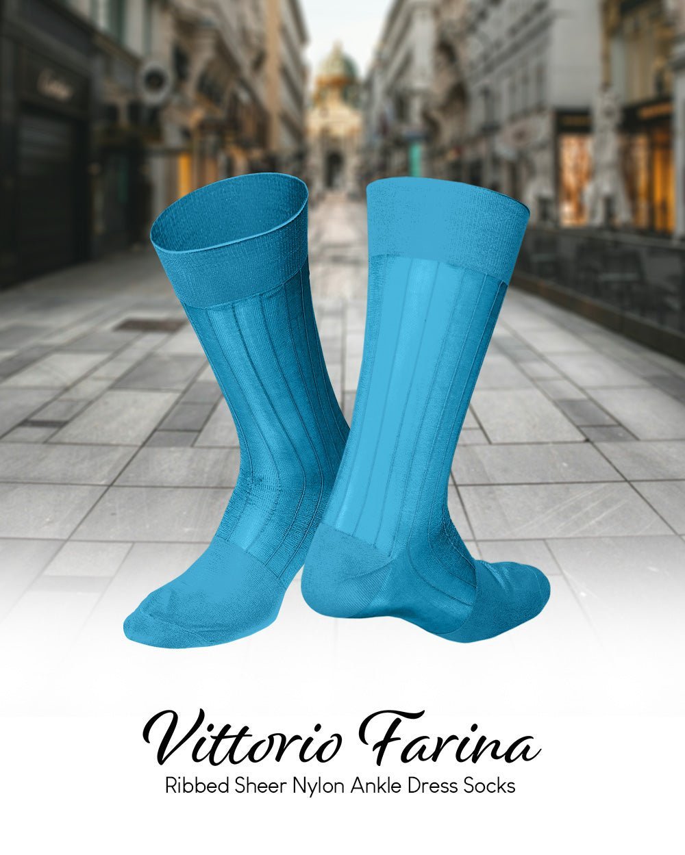 Solid Ribbed Shear Design Anklet Dress Socks (12 pack) by Vittorio Farina (ank - turq - 12) for Independent Retail Stores by Dubal Brothers