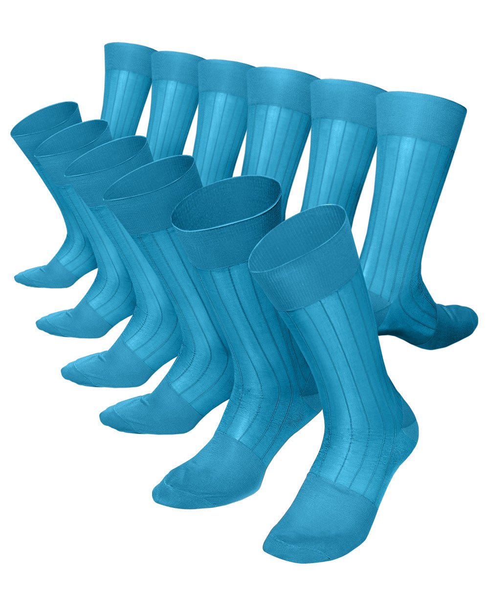 Solid Ribbed Shear Design Anklet Dress Socks (12 pack) by Vittorio Farina (ank - turq - 12) for Independent Retail Stores by Dubal Brothers