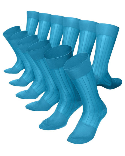 Solid Ribbed Shear Design Anklet Dress Socks (12 pack) by Vittorio Farina (ank - turq - 12) for Independent Retail Stores by Dubal Brothers