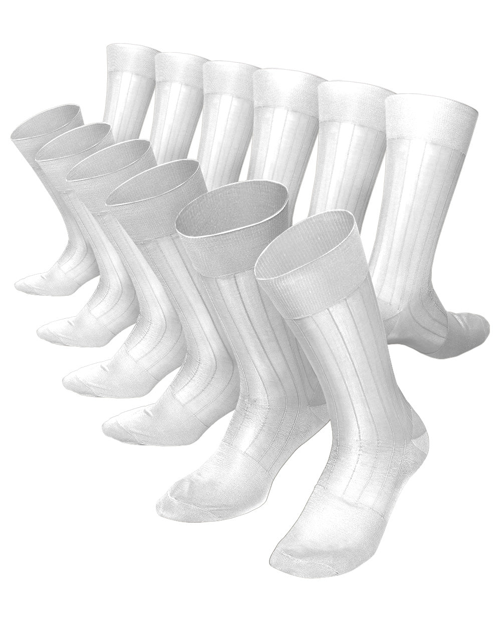 Solid Ribbed Shear Design Anklet Dress Socks (12 pack) by Vittorio Farina (ank - white - 12) for Independent Retail Stores by Dubal Brothers