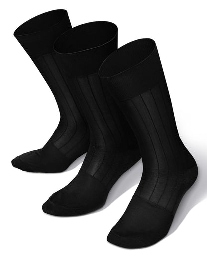 Solid Ribbed Shear Design Anklet Dress Socks (3 pack) by Vittorio Farina (ank - black - s3 - 3) for Independent Retail Stores by Dubal Brothers