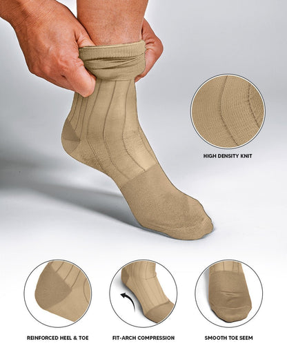 Solid Ribbed Shear Design Anklet Dress Socks (3 pack) by Vittorio Farina (ank - black - s3 - 3) for Independent Retail Stores by Dubal Brothers