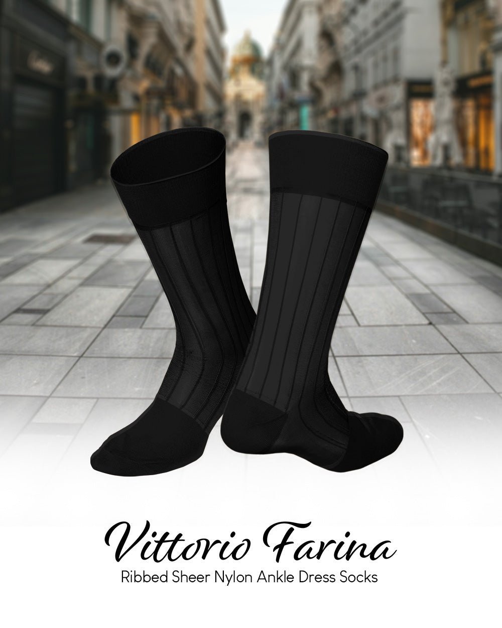 Solid Ribbed Shear Design Anklet Dress Socks (3 pack) by Vittorio Farina (ank - black - s3 - 3) for Independent Retail Stores by Dubal Brothers