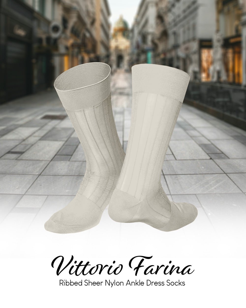Solid Ribbed Shear Design Anklet Dress Socks (3 pack) by Vittorio Farina (ank - ivory - 3) for Independent Retail Stores by Dubal Brothers