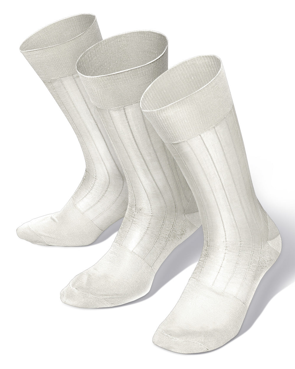 Solid Ribbed Shear Design Anklet Dress Socks (3 pack) by Vittorio Farina (ank - ivory - 3) for Independent Retail Stores by Dubal Brothers