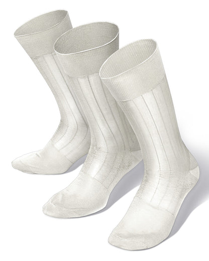 Solid Ribbed Shear Design Anklet Dress Socks (3 pack) by Vittorio Farina (ank - ivory - 3) for Independent Retail Stores by Dubal Brothers