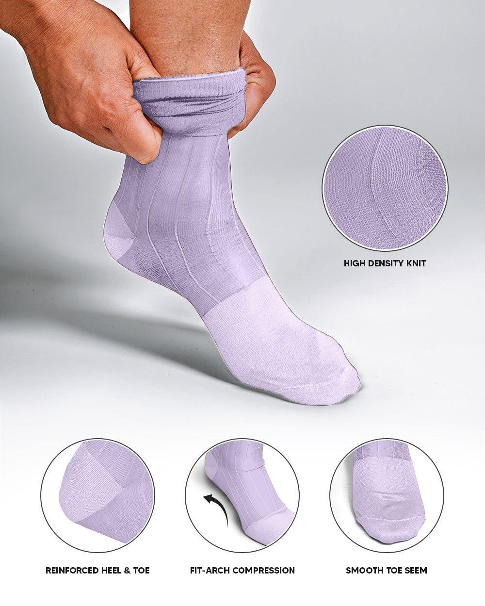 Solid Ribbed Shear Design Anklet Dress Socks (3 pack) by Vittorio Farina (ank - lavender - 3) for Independent Retail Stores by Dubal Brothers