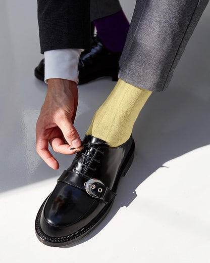 Solid Ribbed Shear Design Anklet Dress Socks (3 pack) by Vittorio Farina (ank - maize - 3) for Independent Retail Stores by Dubal Brothers