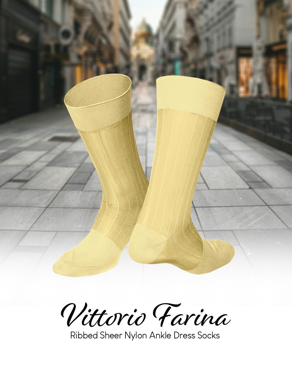 Solid Ribbed Shear Design Anklet Dress Socks (3 pack) by Vittorio Farina (ank - maize - 3) for Independent Retail Stores by Dubal Brothers