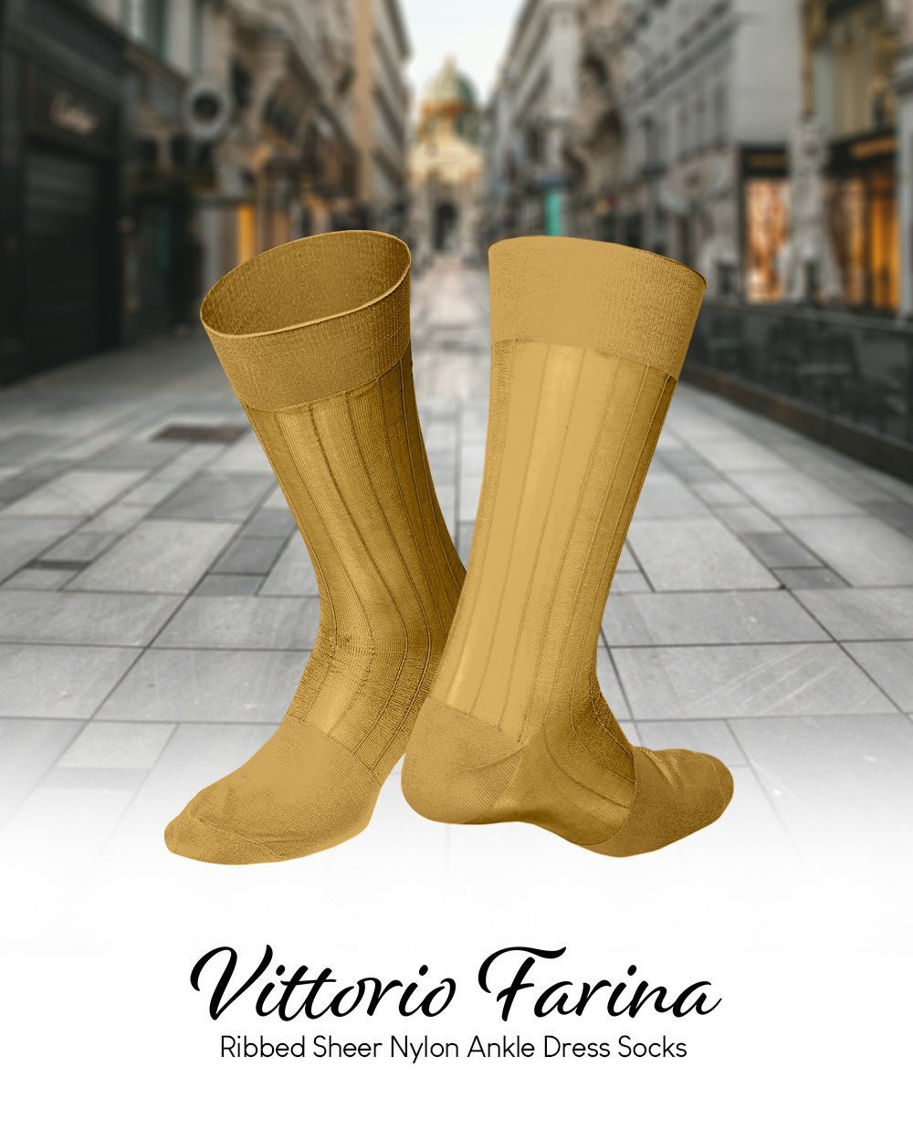 Solid Ribbed Shear Design Anklet Dress Socks (3 pack) by Vittorio Farina (ank - mustard - 3) for Independent Retail Stores by Dubal Brothers