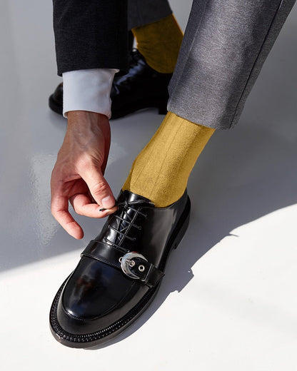 Solid Ribbed Shear Design Anklet Dress Socks (3 pack) by Vittorio Farina (ank - mustard - 3) for Independent Retail Stores by Dubal Brothers