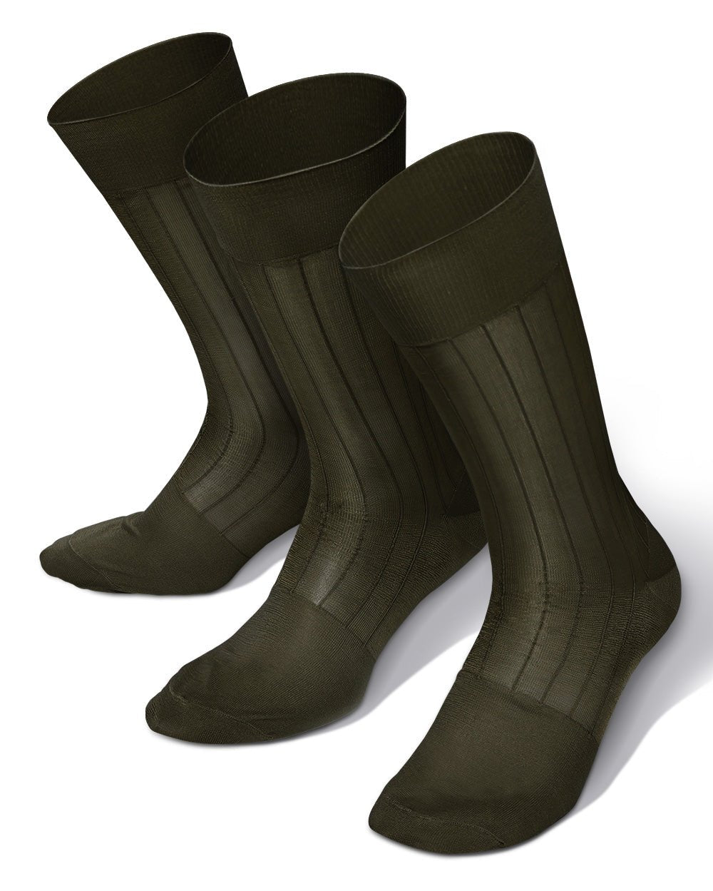 Solid Ribbed Shear Design Anklet Dress Socks (3 pack) by Vittorio Farina (ank - olive - 3) for Independent Retail Stores by Dubal Brothers