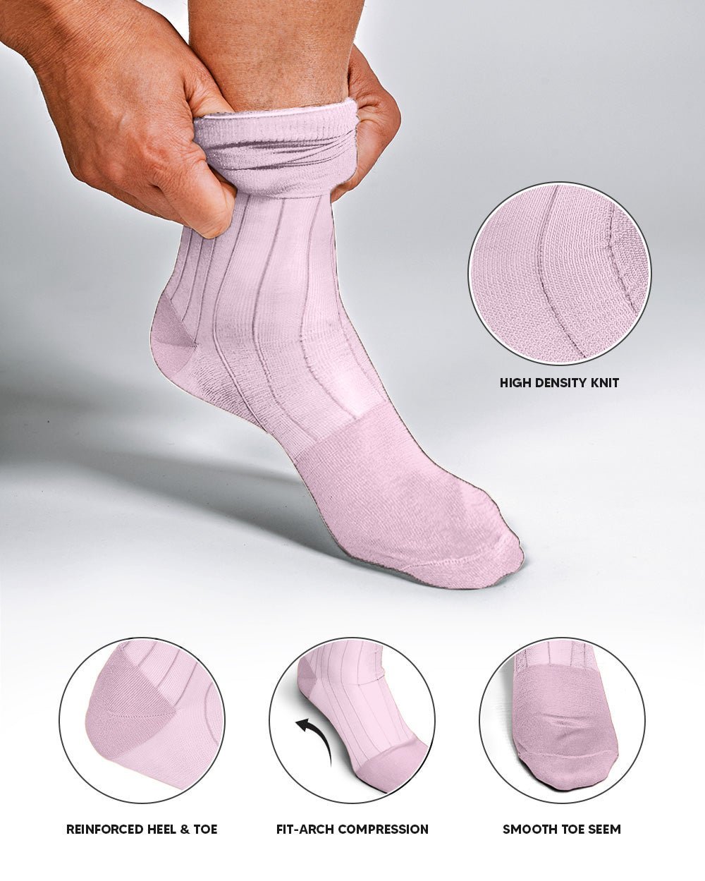 Solid Ribbed Shear Design Anklet Dress Socks (3 pack) by Vittorio Farina (ank - pink - 3) for Independent Retail Stores by Dubal Brothers