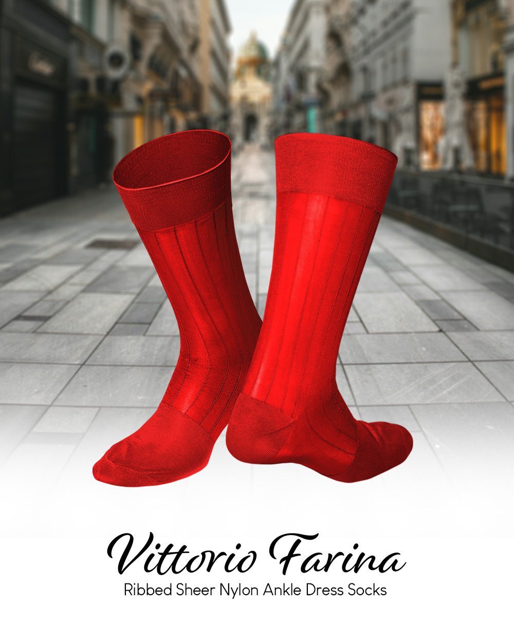 Solid Ribbed Shear Design Anklet Dress Socks (3 pack) by Vittorio Farina (ank - red - 3) for Independent Retail Stores by Dubal Brothers