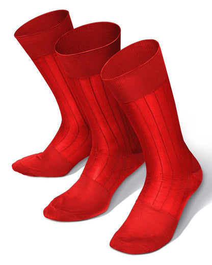 Solid Ribbed Shear Design Anklet Dress Socks (3 pack) by Vittorio Farina (ank - red - 3) for Independent Retail Stores by Dubal Brothers