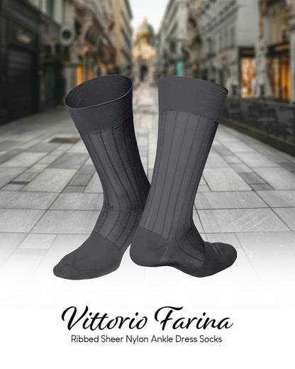 Solid Ribbed Shear Design Anklet Dress Socks (3 pack) by Vittorio Farina (ank - royal - 3) for Independent Retail Stores by Dubal Brothers