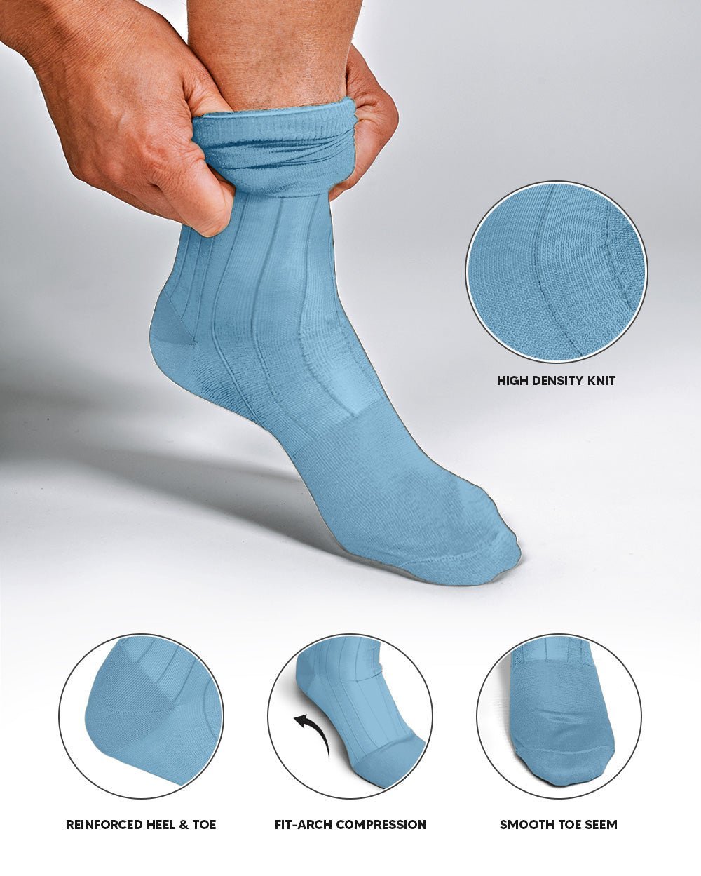 Solid Ribbed Shear Design Anklet Dress Socks (3 pack) by Vittorio Farina (ank - silver - grey - 3) for Independent Retail Stores by Dubal Brothers