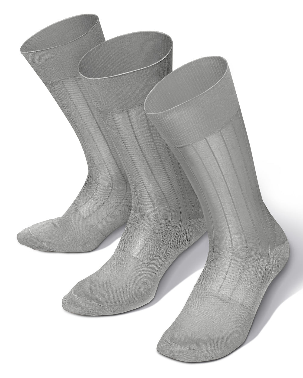 Solid Ribbed Shear Design Anklet Dress Socks (3 pack) by Vittorio Farina (ank - silver - grey - 3) for Independent Retail Stores by Dubal Brothers