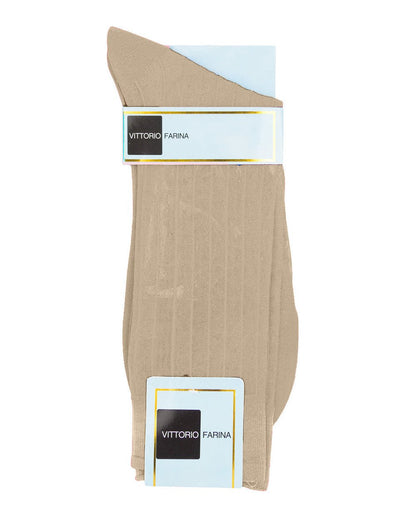 Solid Ribbed Shear Design Anklet Dress Socks (3 pack) by Vittorio Farina (ank - taupe - 3) for Independent Retail Stores by Dubal Brothers