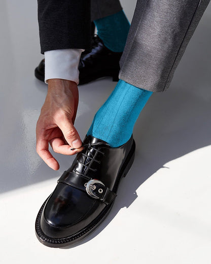 Solid Ribbed Shear Design Anklet Dress Socks (3 pack) by Vittorio Farina (ank - turq - 3) for Independent Retail Stores by Dubal Brothers