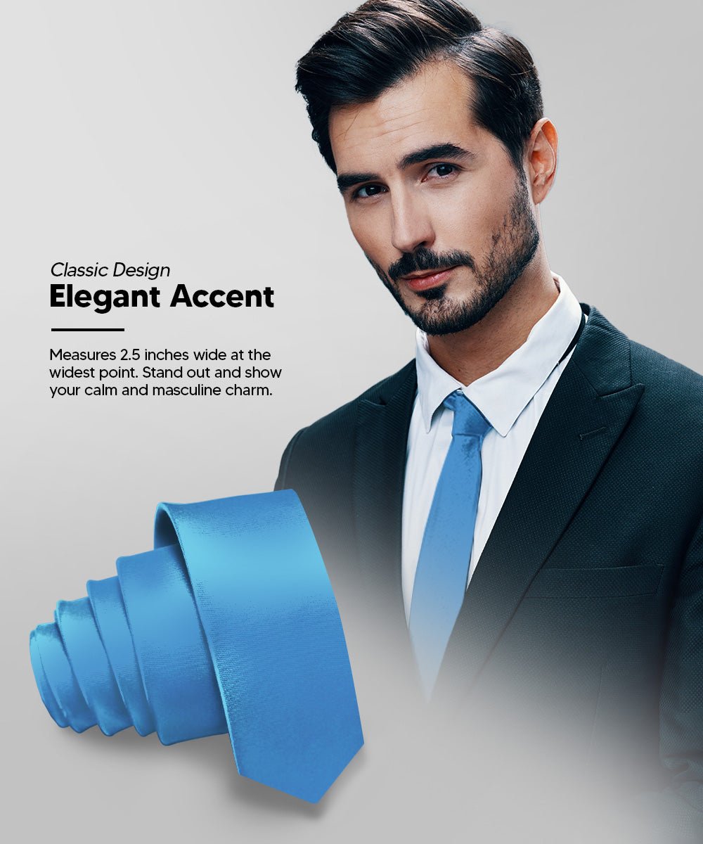 Solid Skinny Necktie (4 Packs) by Vittorio Farina - Aqua/Gold/Red/Royal - Wholesale Necktie by Dubal Brothers