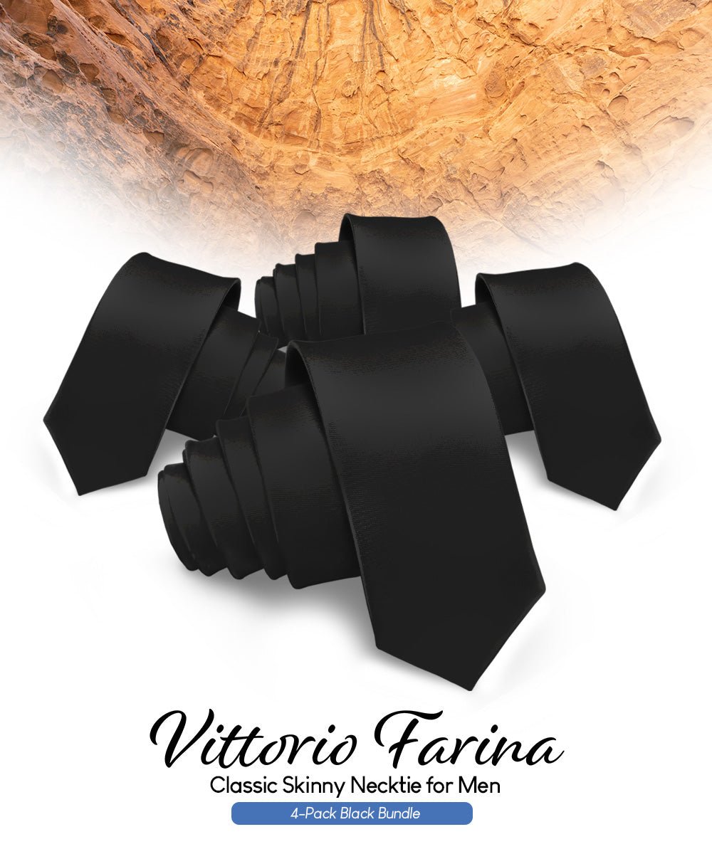 Solid Skinny Necktie (4 Packs) by Vittorio Farina - Aqua/Coral/Maize/Lavender - Wholesale Necktie by Dubal Brothers