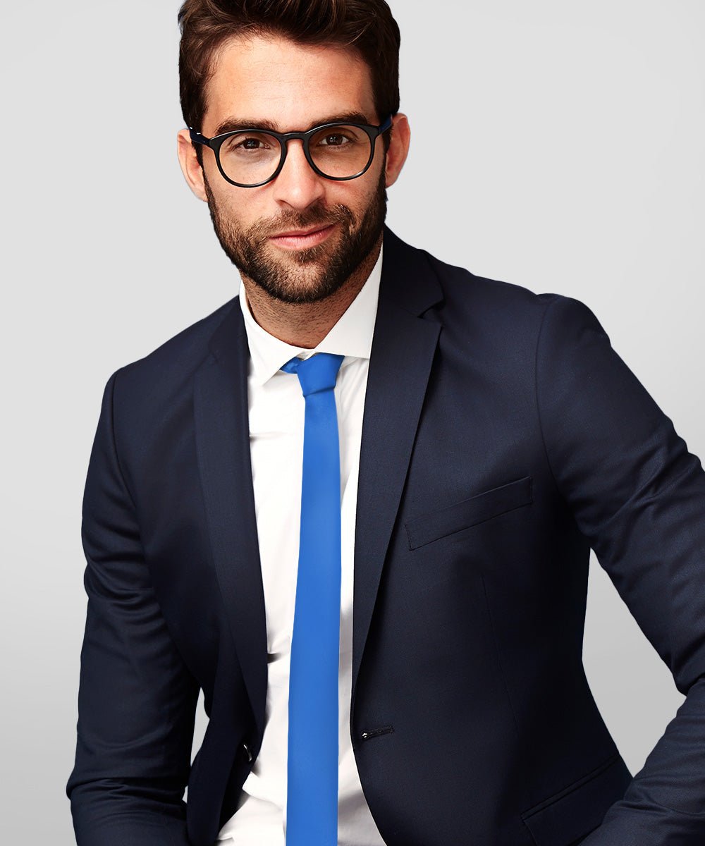 Solid Skinny Necktie (4 Packs) by Vittorio Farina - Black/Burgundy/Charcoal/Royal Blue - Wholesale Necktie by Dubal Brothers