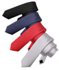 Solid Skinny Necktie (4 Packs) by Vittorio Farina - Black/Navy Blue/Red/Silver - Wholesale Necktie by Dubal Brothers