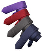 Solid Skinny Necktie (4 Packs) by Vittorio Farina - Burgundy/Charcoal/Navy Blue/Purple - Wholesale Necktie by Dubal Brothers