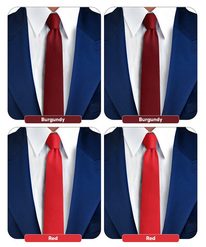 Solid Skinny Necktie (4 Packs) by Vittorio Farina - Burgundy/Burgundy/Red/Red - Wholesale Necktie by Dubal Brothers