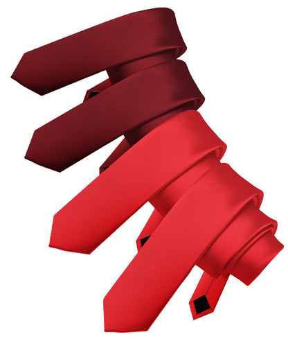 Solid Skinny Necktie (4 Packs) by Vittorio Farina - Burgundy/Burgundy/Red/Red - Wholesale Necktie by Dubal Brothers