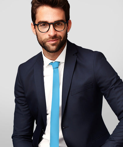 Solid Skinny Necktie (4 Packs) by Vittorio Farina - Aqua/Coral/Maize/Lavender - Wholesale Necktie by Dubal Brothers