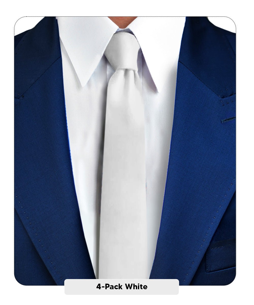 Solid Skinny Necktie (4 Packs) by Vittorio Farina - Aqua/Coral/Maize/Lavender - Wholesale Necktie by Dubal Brothers
