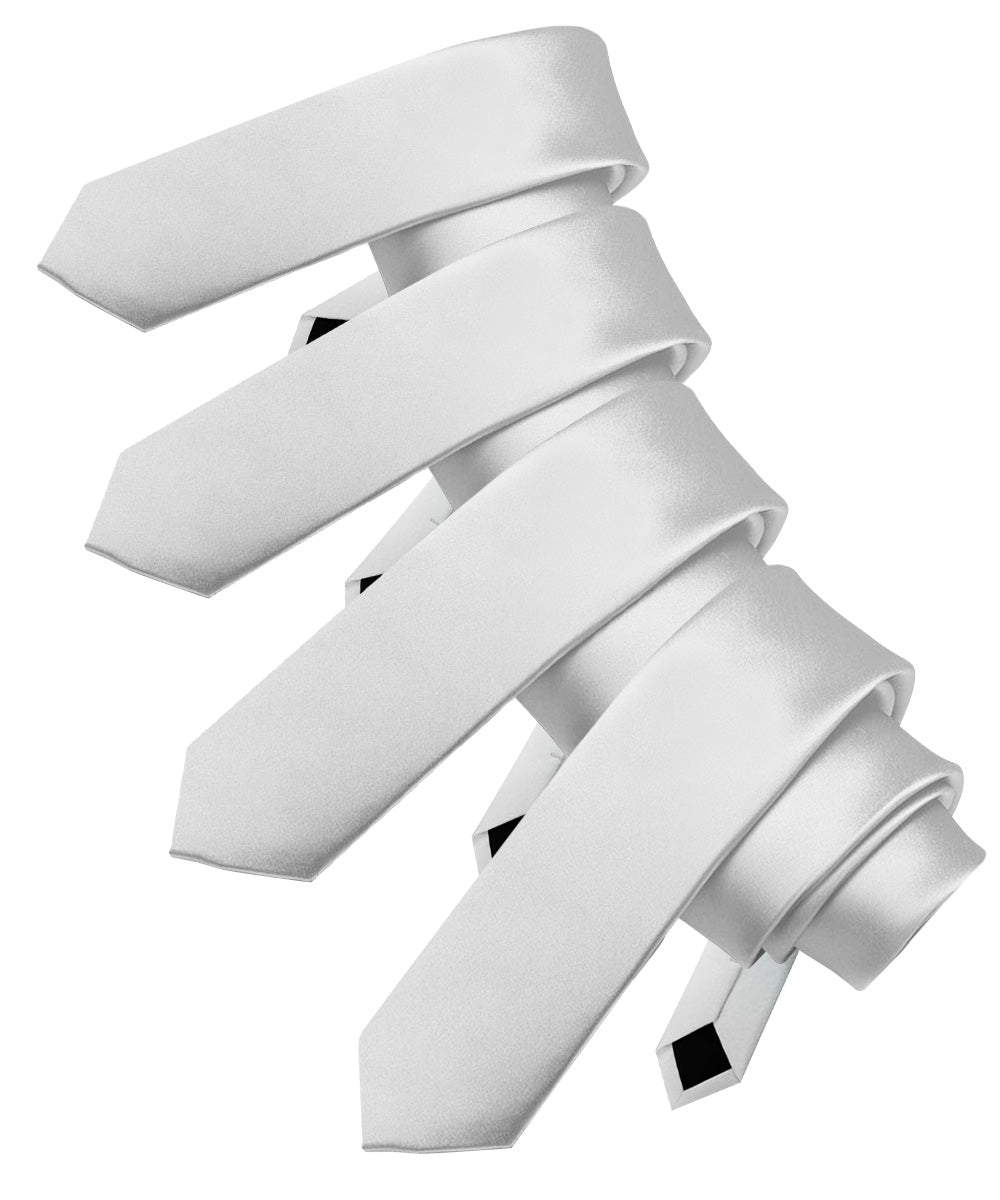 Solid Skinny Necktie (4 Packs) by Vittorio Farina - White - Wholesale Necktie by Dubal Brothers