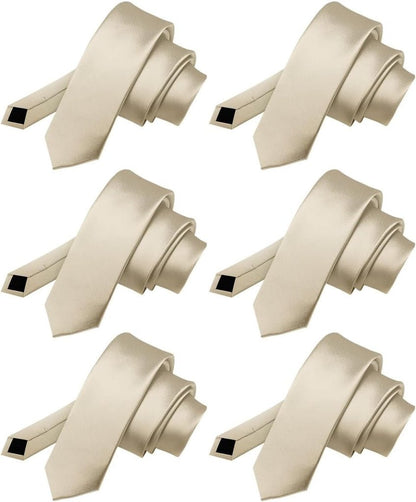 Solid Skinny Necktie (6 Pack) by Vittorio Farina - Beige - Wholesale Necktie by Dubal Brothers